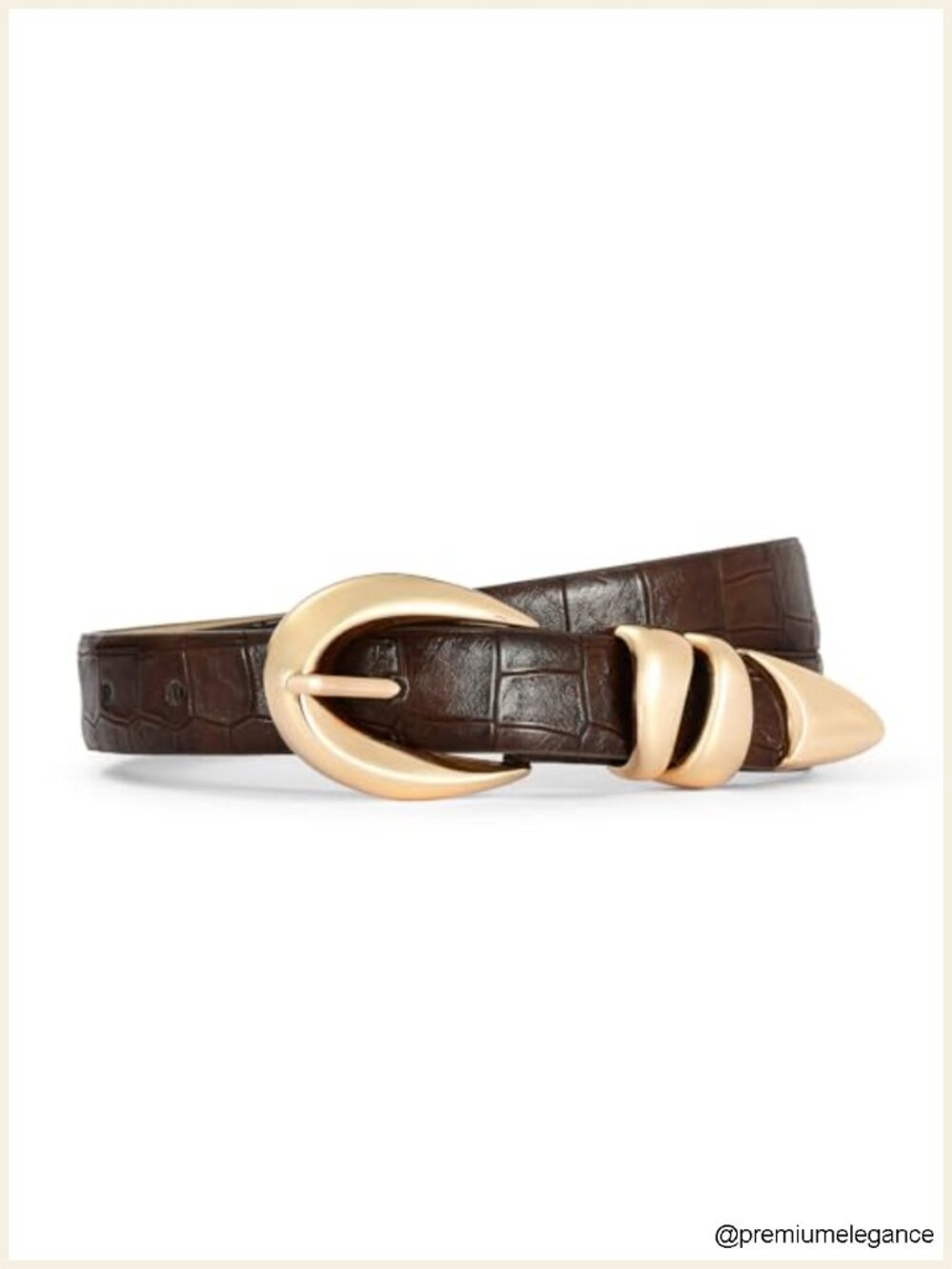 Faux Leather Belt for Women Gold Buckle Adjustable Jeans Dress